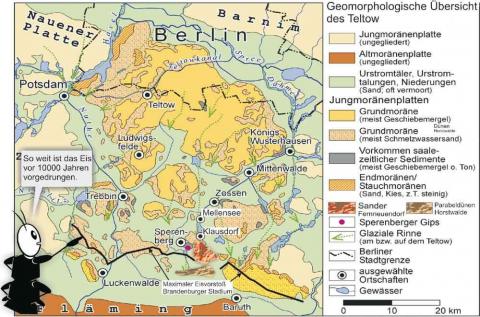 Karte geomorphische Zonen in Brandenburg